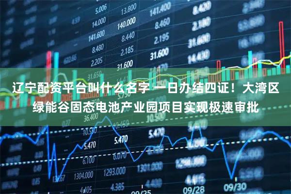 辽宁配资平台叫什么名字 一日办结四证！大湾区绿能谷固态电池产业园项目实现极速审批